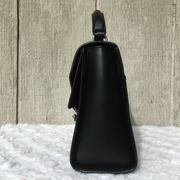 NEW Authentic Michael Kors Sloan Medium Double Flap Leather Satchel Black Blue - Picture 11 of 12